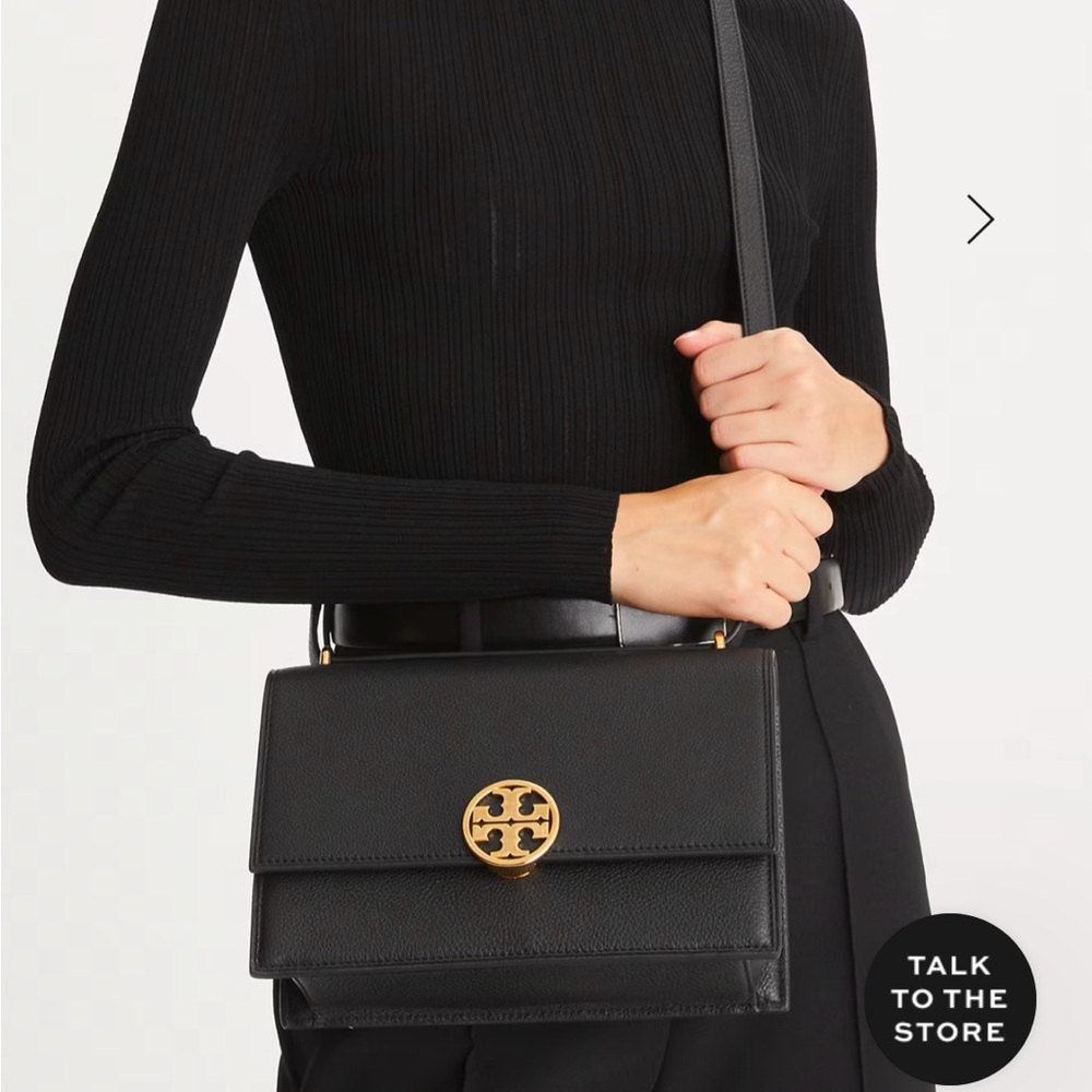 Authentic TORY BURCH Leather Double T magnetic flap shoulder/Crosby convertible - Picture 2 of 16